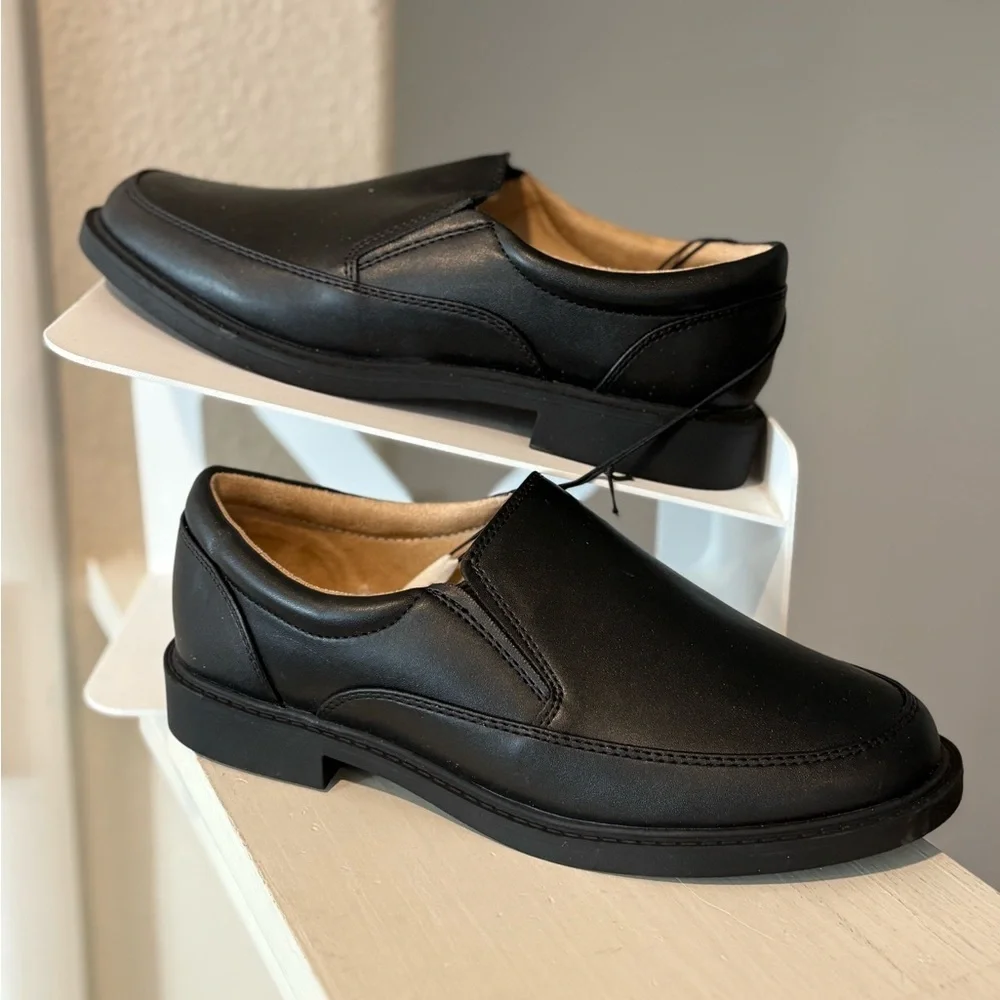 New Kids' Landyn Slip-On Dress Shoes - Cat & Jack Black Big Kid Sz 4